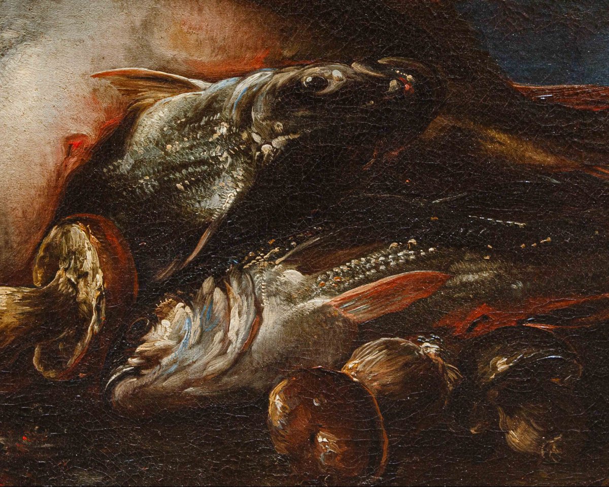 Felice Boselli (Piacenza 1650 –Parma 1732), Natura morta con pesci, gamberi e funghi-photo-2