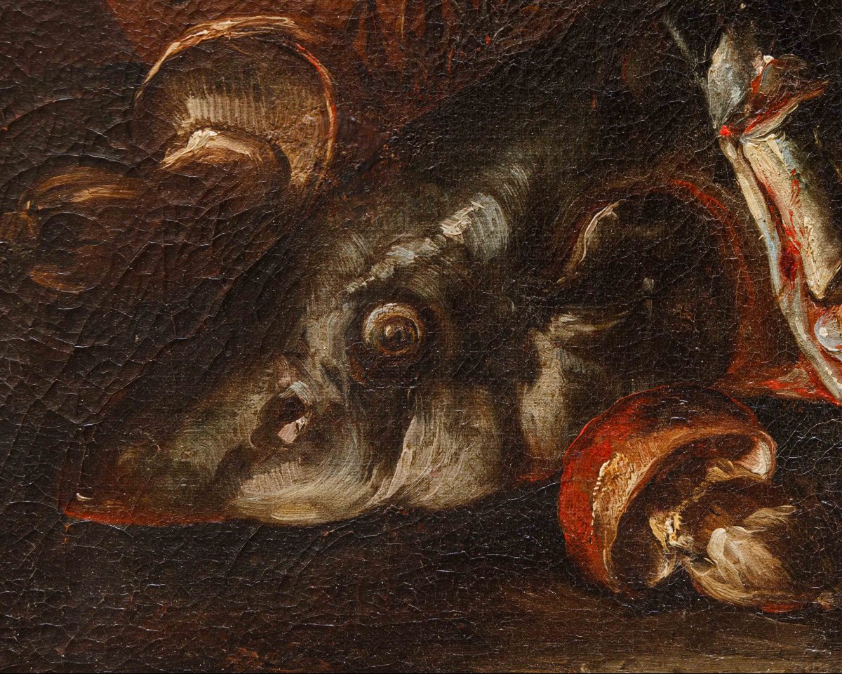 Felice Boselli (Piacenza 1650 –Parma 1732), Natura morta con pesci, gamberi e funghi-photo-3