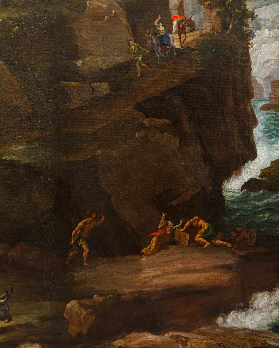 Scuola francese del XVIII secolo Cerchia di Charles François Grenier de Lacroix, Paesaggio-photo-4
