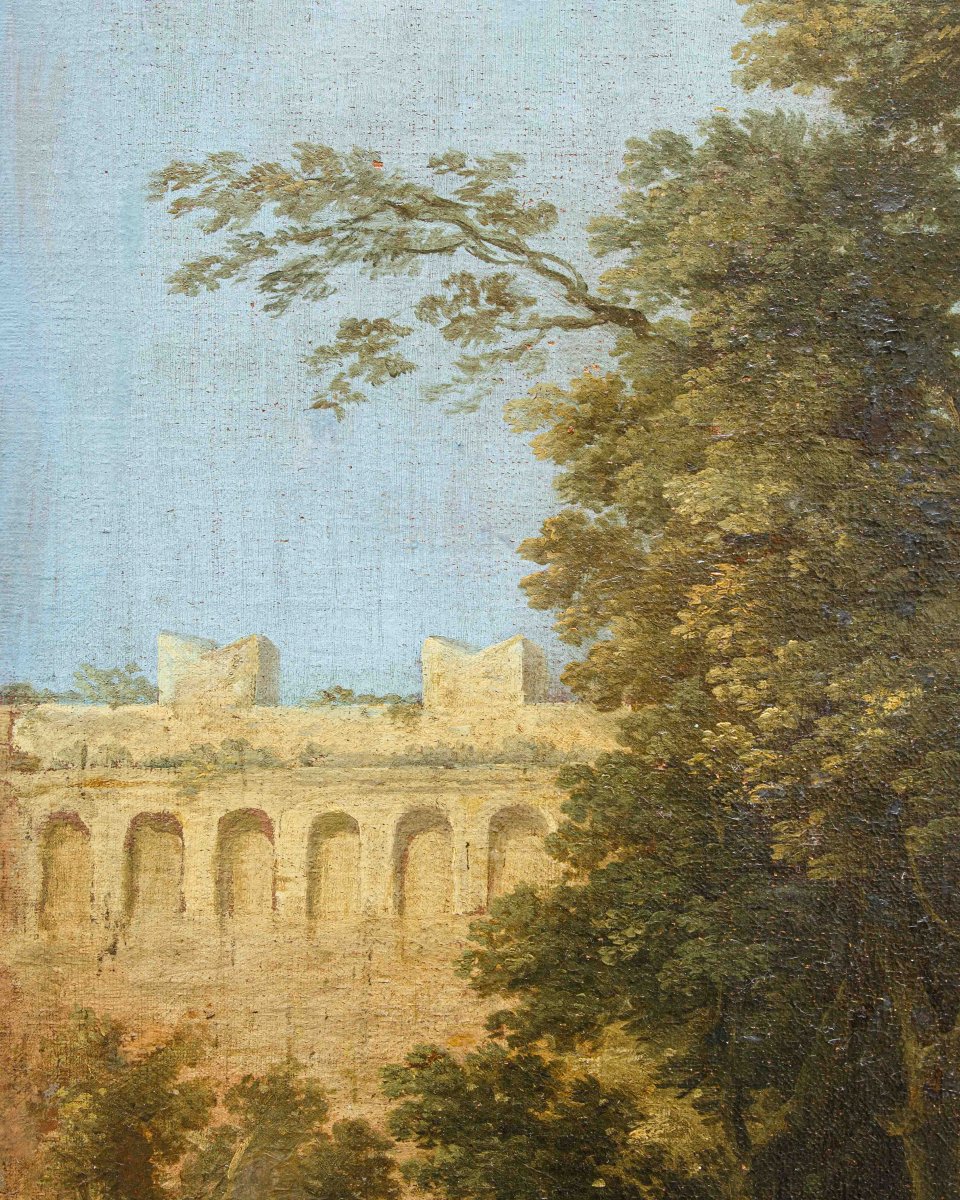 Scuola francese del XVIII secolo Cerchia di Charles François Grenier de Lacroix, Paesaggio-photo-6