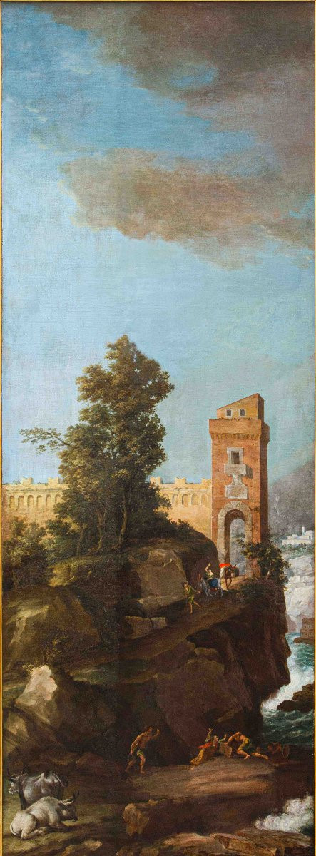 Scuola francese del XVIII secolo Cerchia di Charles François Grenier de Lacroix, Paesaggio-photo-8