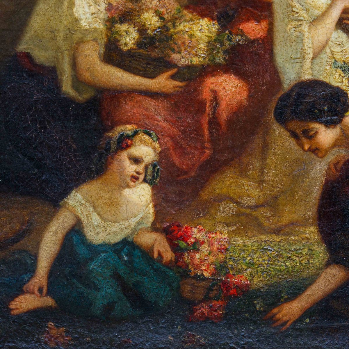 Nicolas Auguste Laurens (Pontailler-sur-Saône, 1829-1908), Donne che colgono fiori-photo-3