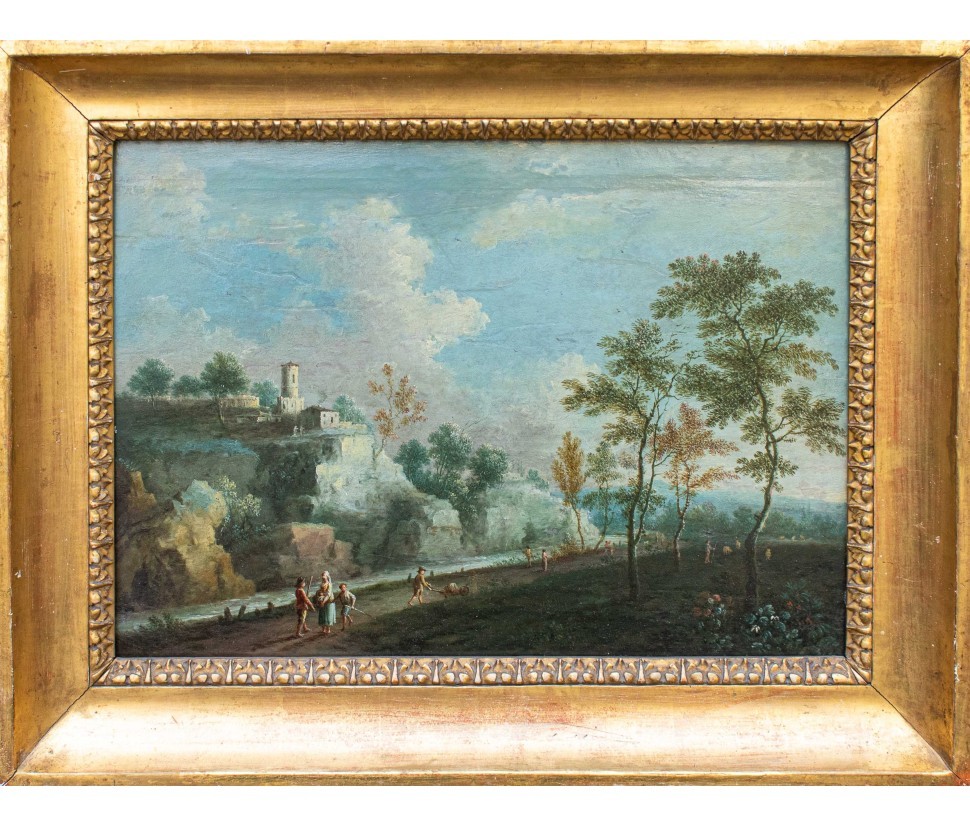 Ambito di Paolo Anesi (Roma, 1697 – ivi, 1773), Paesaggio fluviale