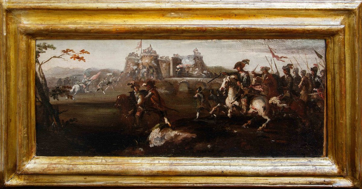 Bottega di Francesco Graziani, detto Ciccio Napoletano, Quattro scene di battaglia-photo-3