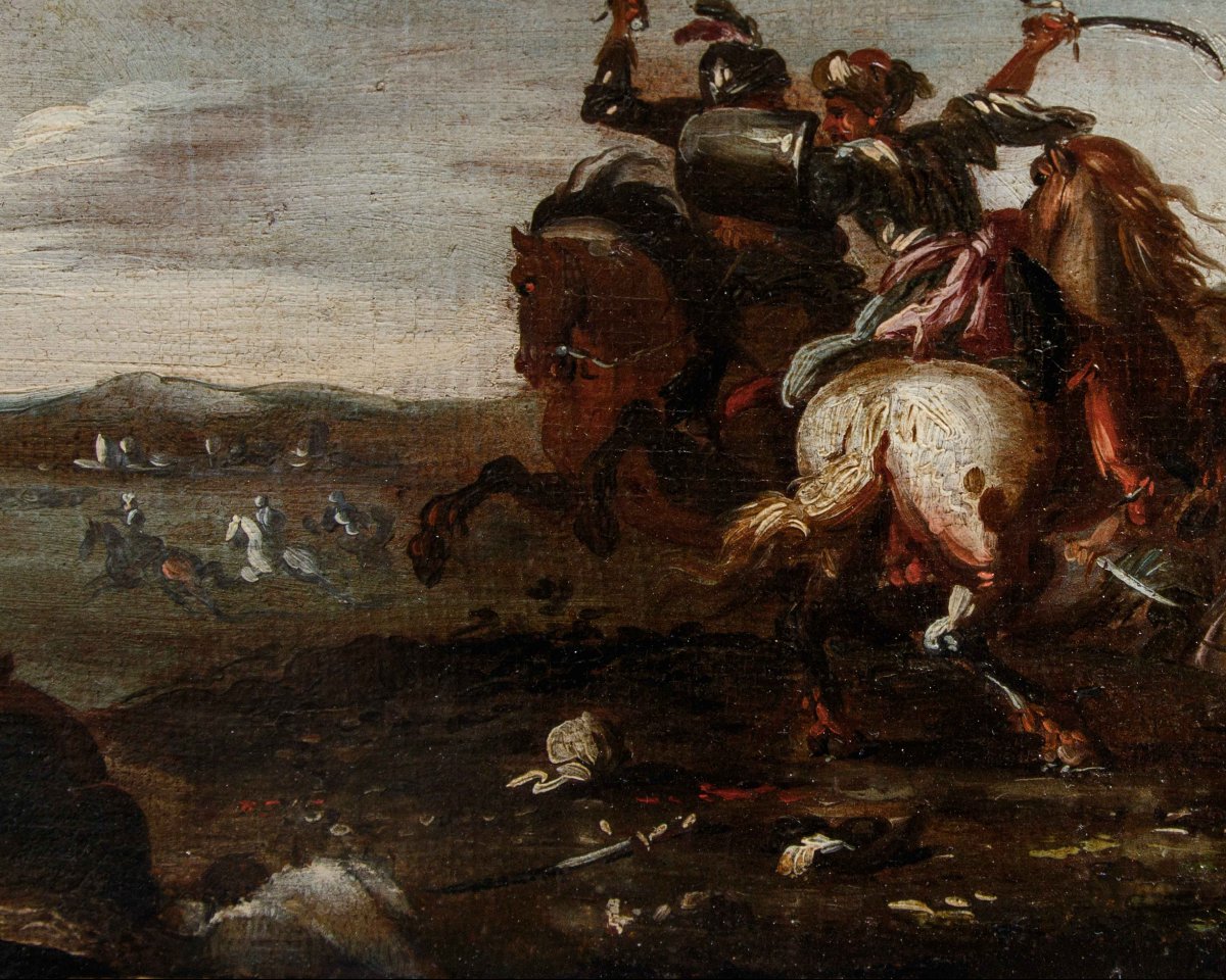 Bottega di Francesco Graziani, detto Ciccio Napoletano, Quattro scene di battaglia-photo-1
