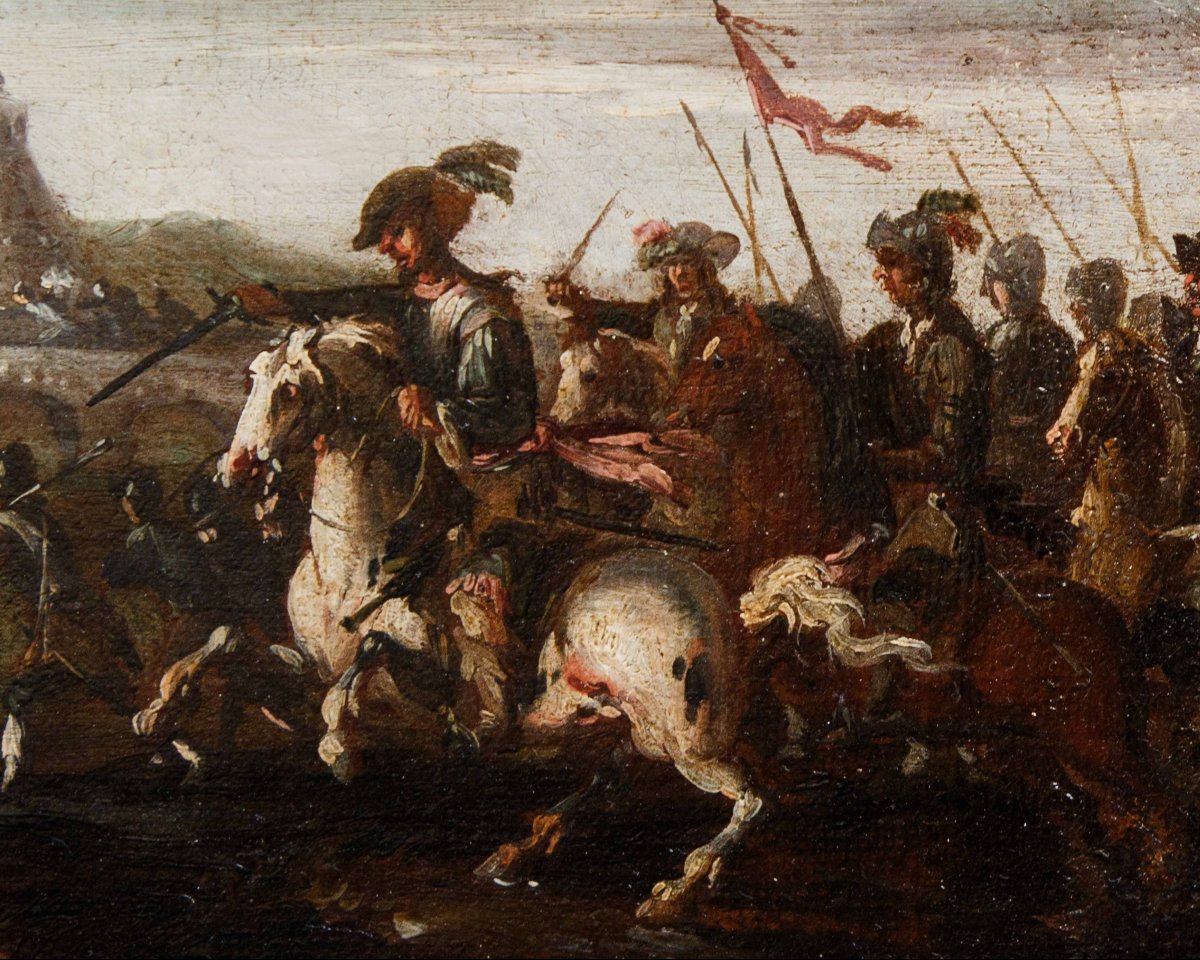 Bottega di Francesco Graziani, detto Ciccio Napoletano, Quattro scene di battaglia-photo-3