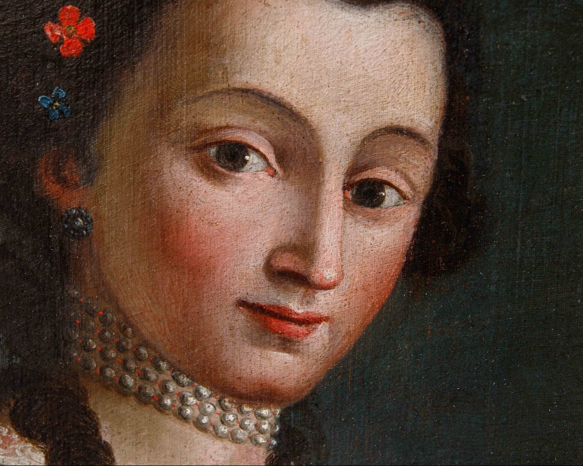 XVIII secolo, cerchia di Pietro Antonio Rotari, Ragazza con cestino di fiori-photo-2