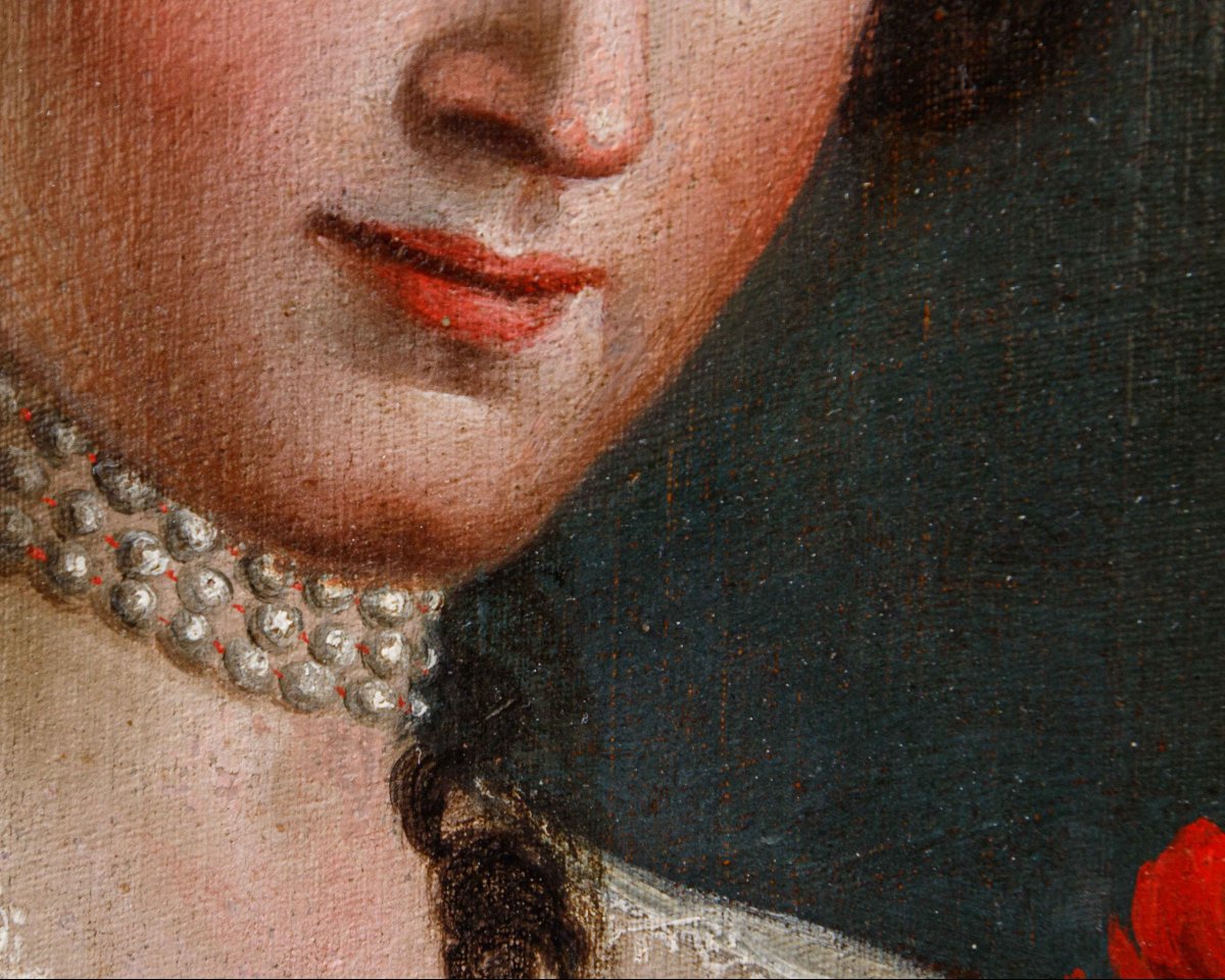 XVIII secolo, cerchia di Pietro Antonio Rotari, Ragazza con cestino di fiori-photo-3