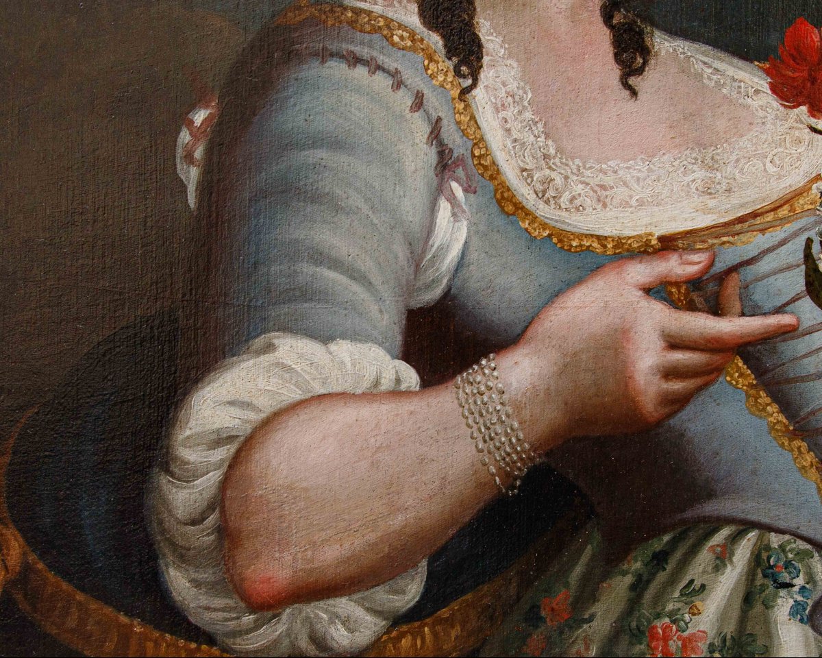 XVIII secolo, cerchia di Pietro Antonio Rotari, Ragazza con cestino di fiori-photo-4