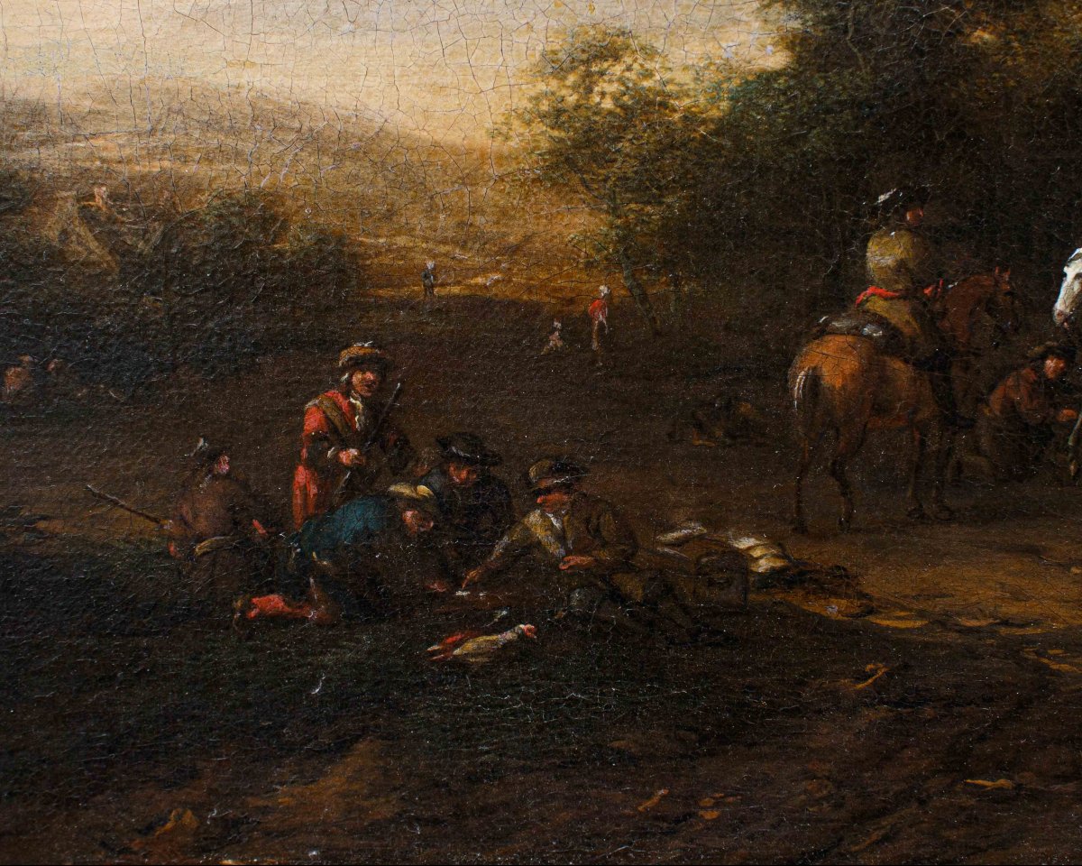 Barent Gael (1630/1635 – 1698), Coppia di paesaggi con scene di genere-photo-2