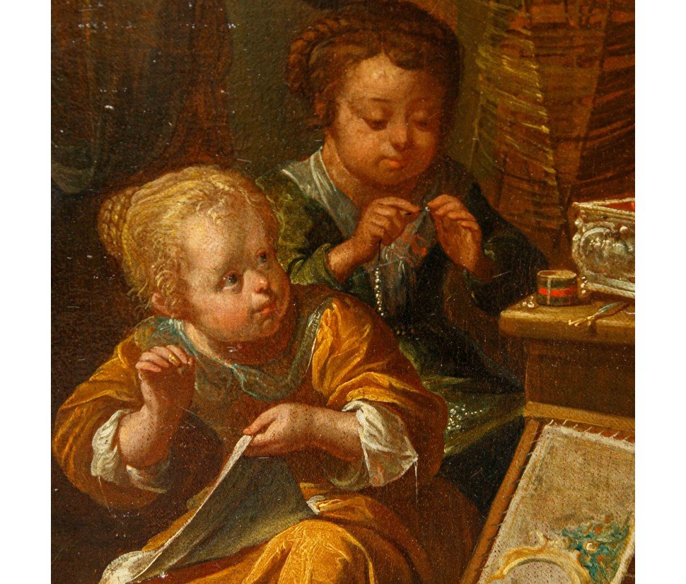 Monogrammista I.H., identificabile con Jan van den Hecke, Sesto Tarquinio sorprende Lucrezia-photo-1