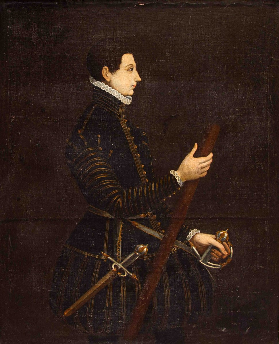 XVII secolo, Scuola lombarda, Ritratto di spadaccino di profilo-photo-7