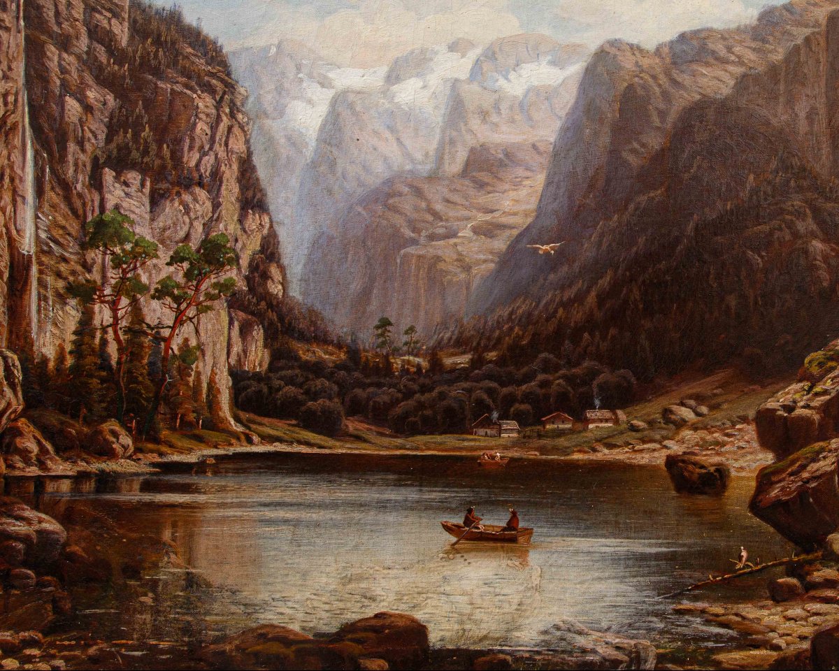 Johann Jungblut (1860 - 1912), Lago nelle Alpi-photo-2