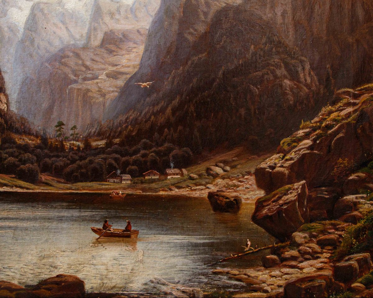 Johann Jungblut (1860 - 1912), Lago nelle Alpi-photo-3