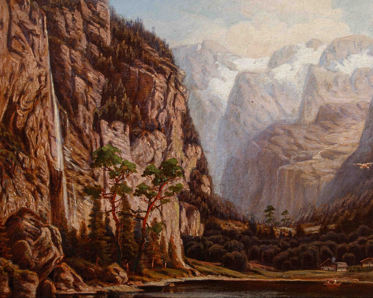 Johann Jungblut (1860 - 1912), Lago nelle Alpi-photo-2