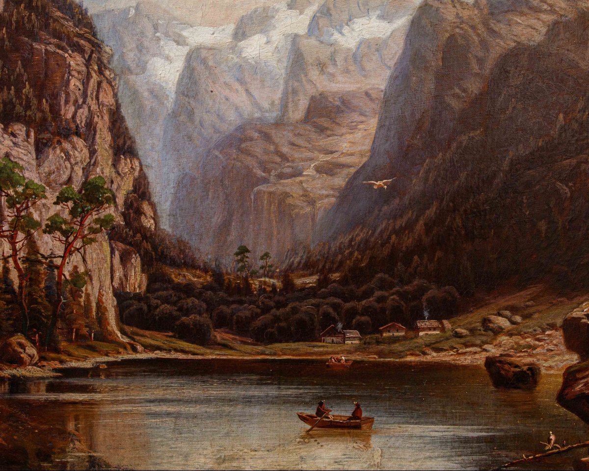 Johann Jungblut (1860 - 1912), Lago nelle Alpi-photo-4