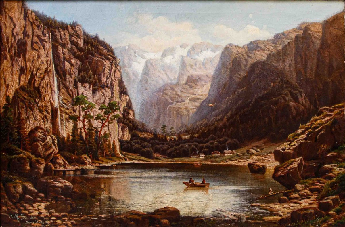 Johann Jungblut (1860 - 1912), Lago nelle Alpi-photo-7