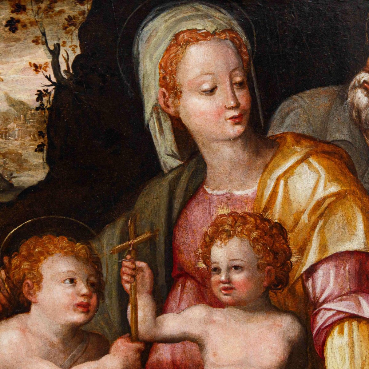 XVI secolo, scuola toscana, Sacra famiglia con San Giovannino-photo-3