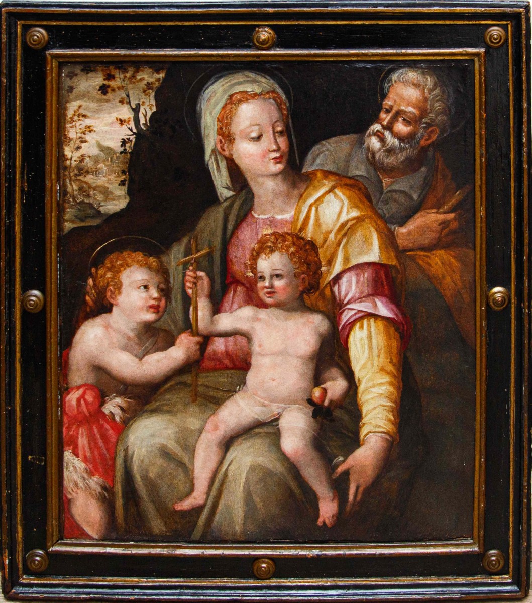 XVI secolo, scuola toscana, Sacra famiglia con San Giovannino