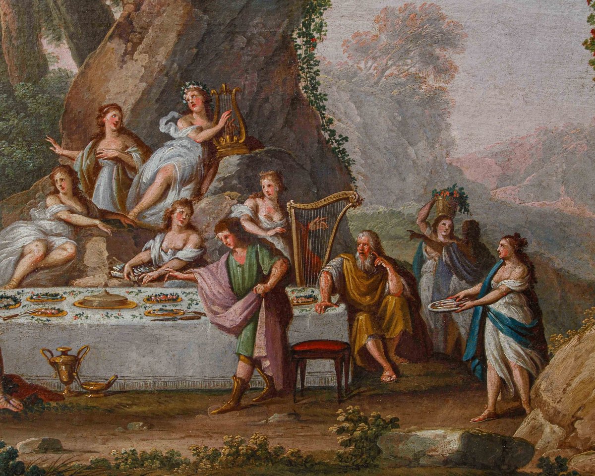 XVIII secolo, ambito di Francesco Zuccarelli (Pitigliano, 1702 – Firenze, 1788), Il banchetto -photo-2