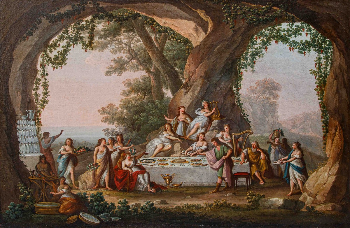 XVIII secolo, ambito di Francesco Zuccarelli (Pitigliano, 1702 – Firenze, 1788), Il banchetto 
