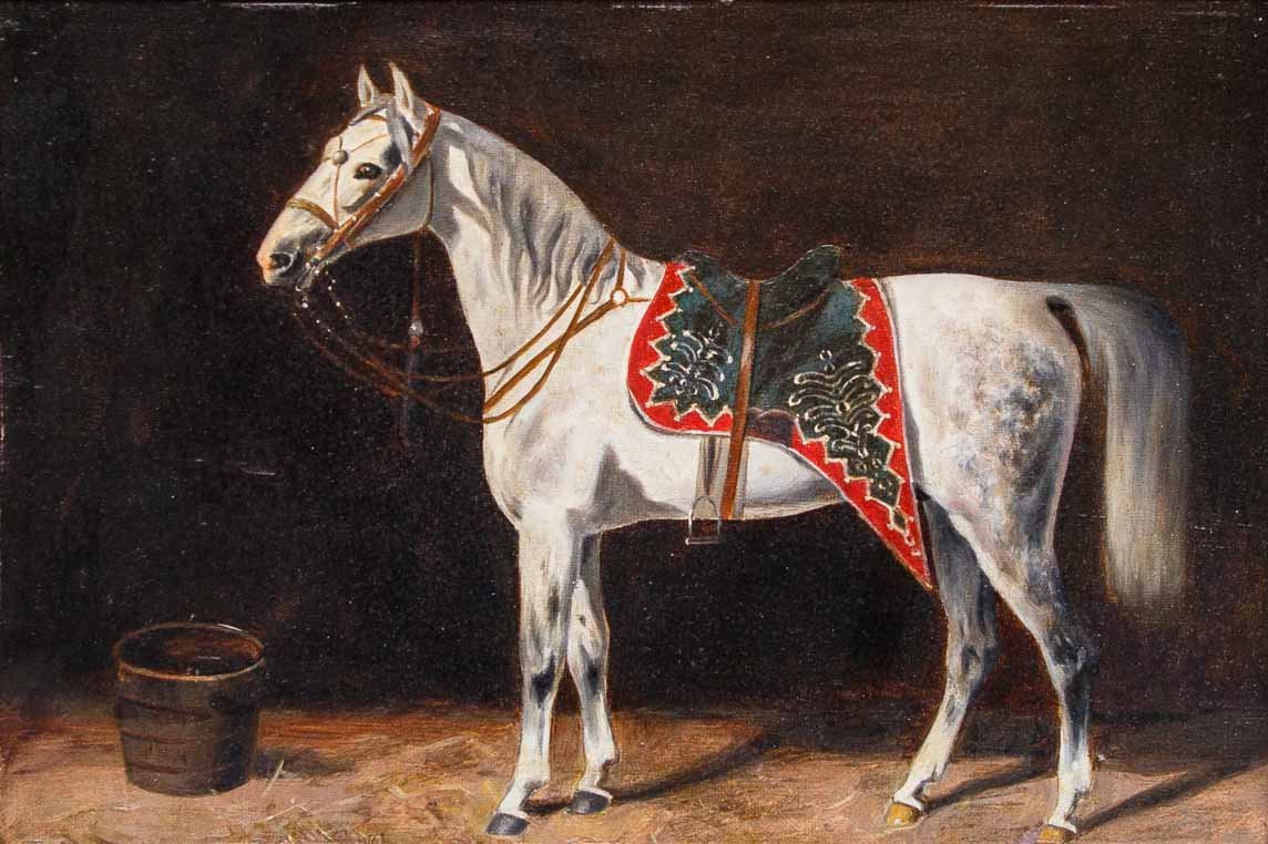 Emil Volkers (Birkenfeld, 1831 - Dusseldorf, 1905), attr., Coppia di cavalli-photo-3