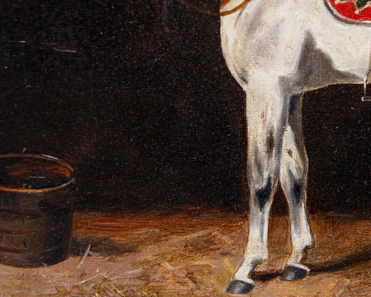 Emil Volkers (Birkenfeld, 1831 - Dusseldorf, 1905), attr., Coppia di cavalli-photo-3