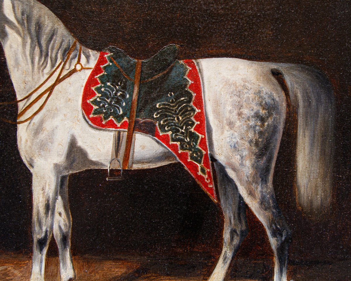 Emil Volkers (Birkenfeld, 1831 - Dusseldorf, 1905), attr., Coppia di cavalli-photo-4