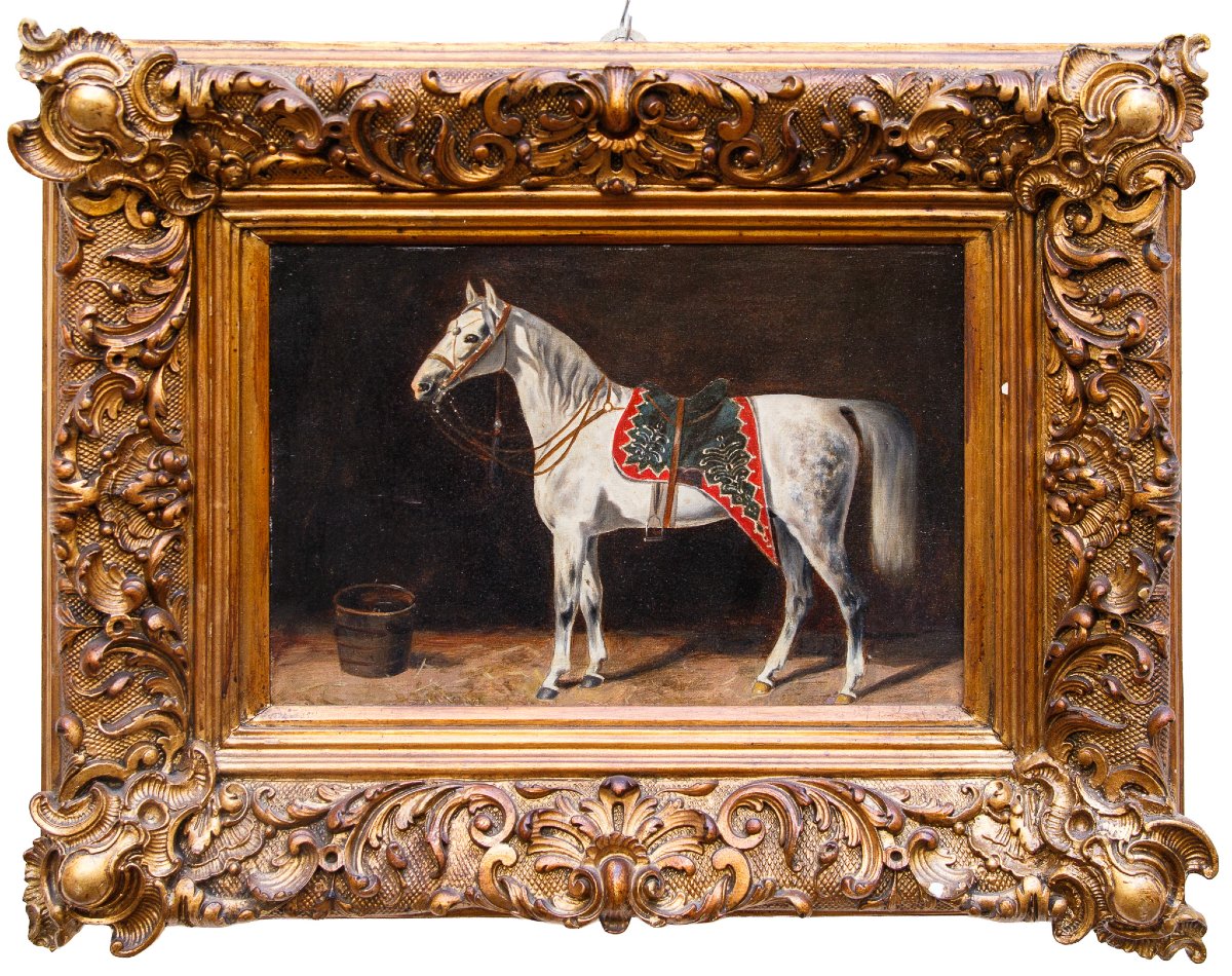 Emil Volkers (Birkenfeld, 1831 - Dusseldorf, 1905), attr., Coppia di cavalli-photo-7