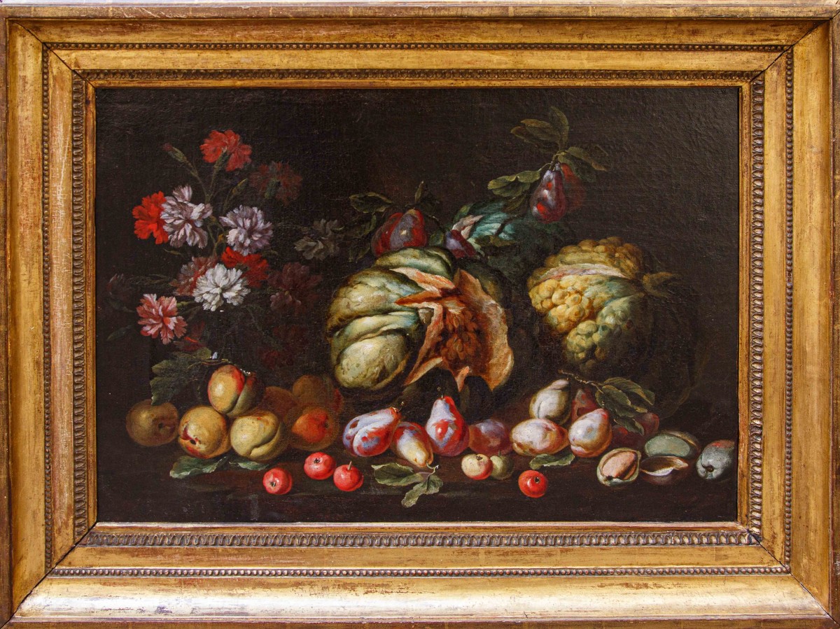 Niccolò Stanchi (Roma, 1623 – 1690) Natura morta con frutta e fiori