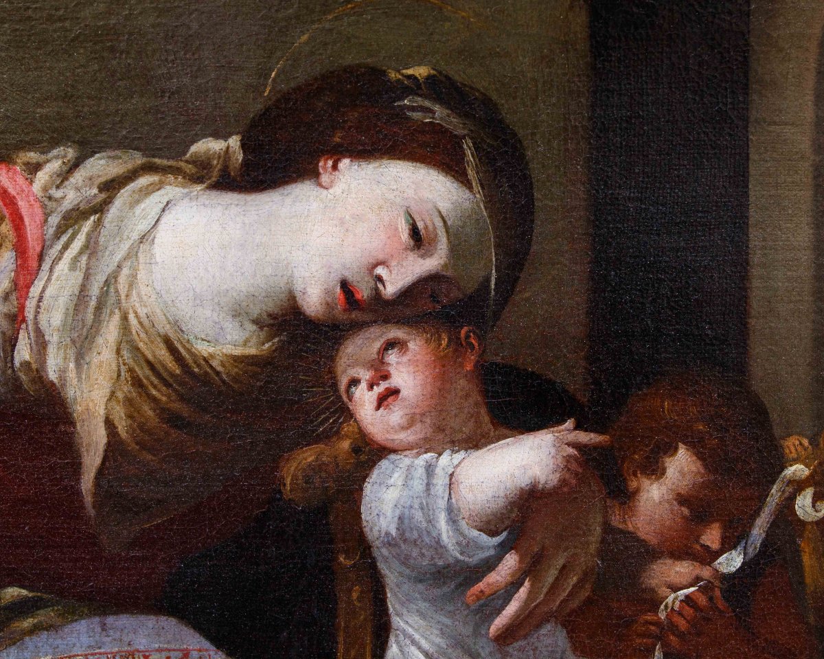 Madonna con il Bambino, San Giovannino e due angeli che annunciano la crocifissione-photo-2