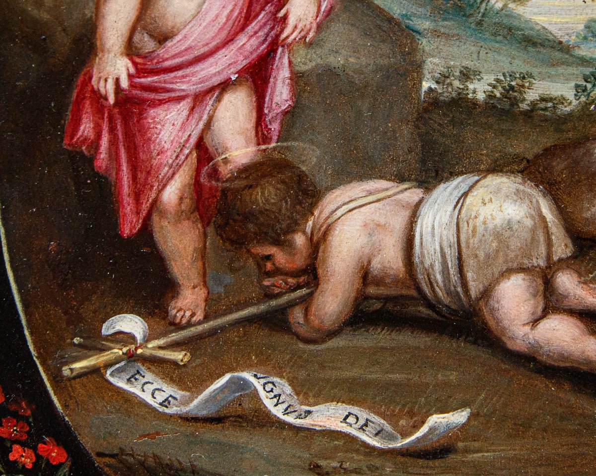 Scuola fiamminga, secondo terzo del XVII secolo, Bambino con San Giovannino-photo-3