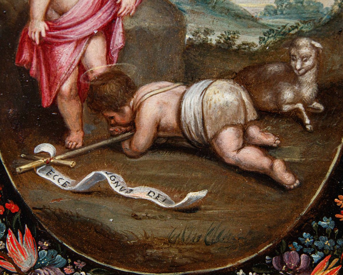 Scuola fiamminga, secondo terzo del XVII secolo, Bambino con San Giovannino-photo-4