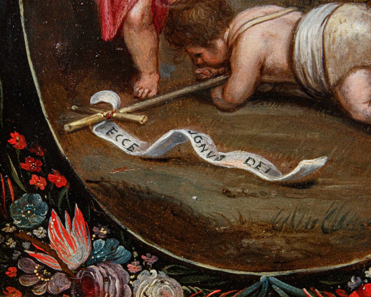 Scuola fiamminga, secondo terzo del XVII secolo, Bambino con San Giovannino-photo-1