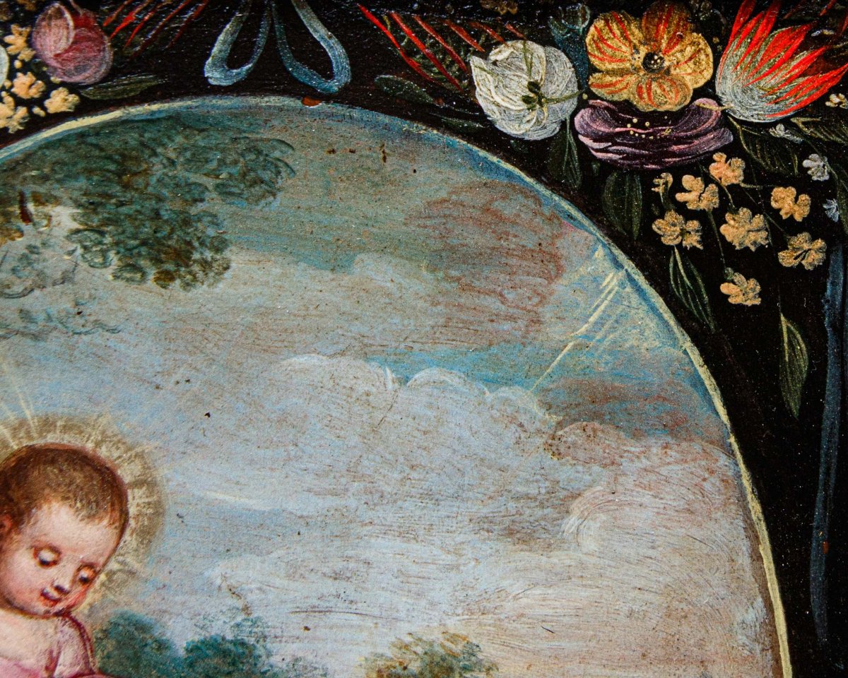 Scuola fiamminga, secondo terzo del XVII secolo, Bambino con San Giovannino-photo-2