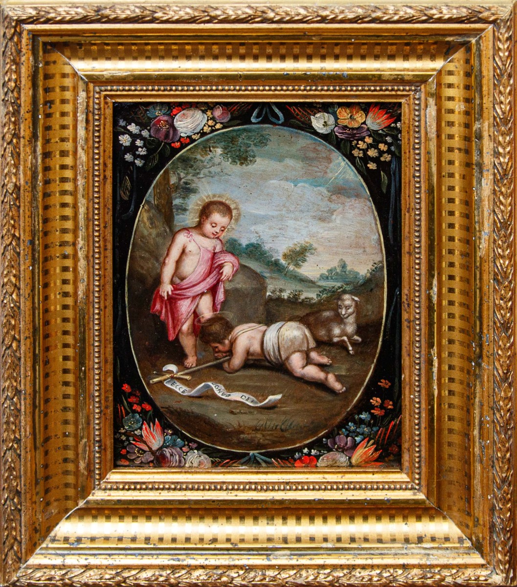Scuola fiamminga, secondo terzo del XVII secolo, Bambino con San Giovannino