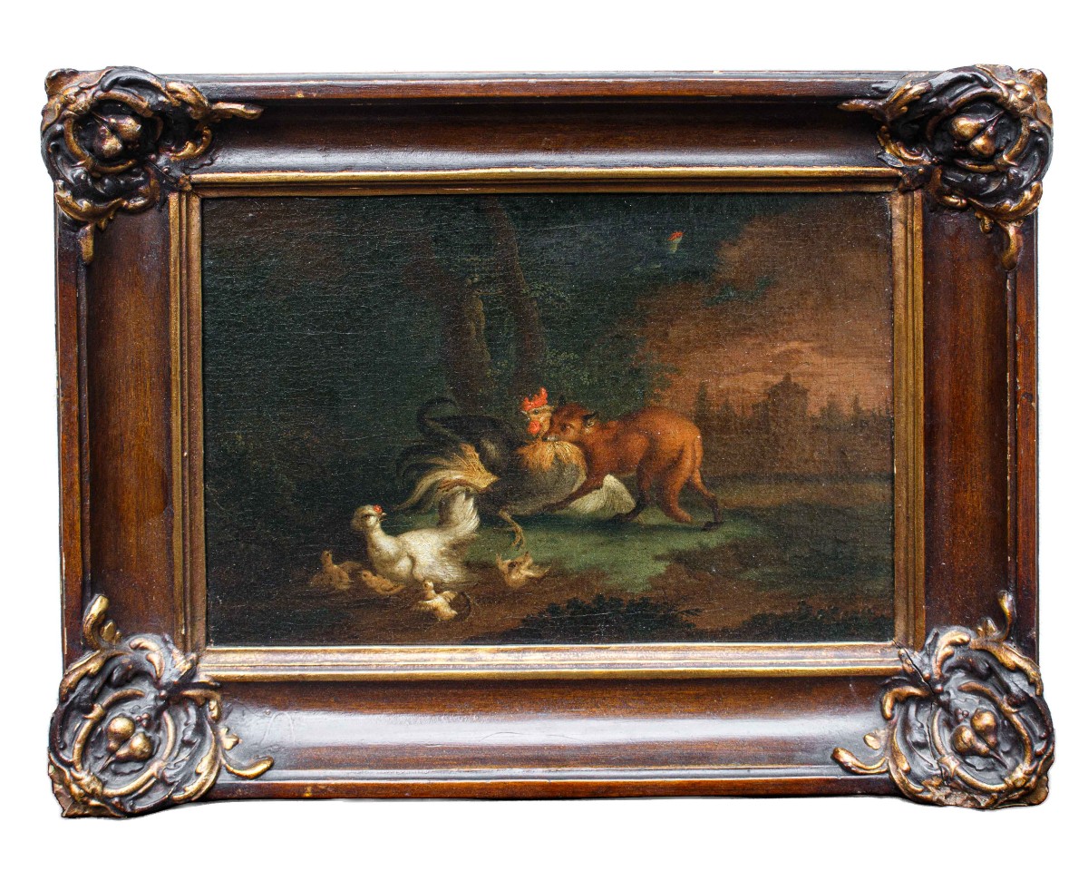 Scuola fiamminga (XVII), Natura viva con animali 