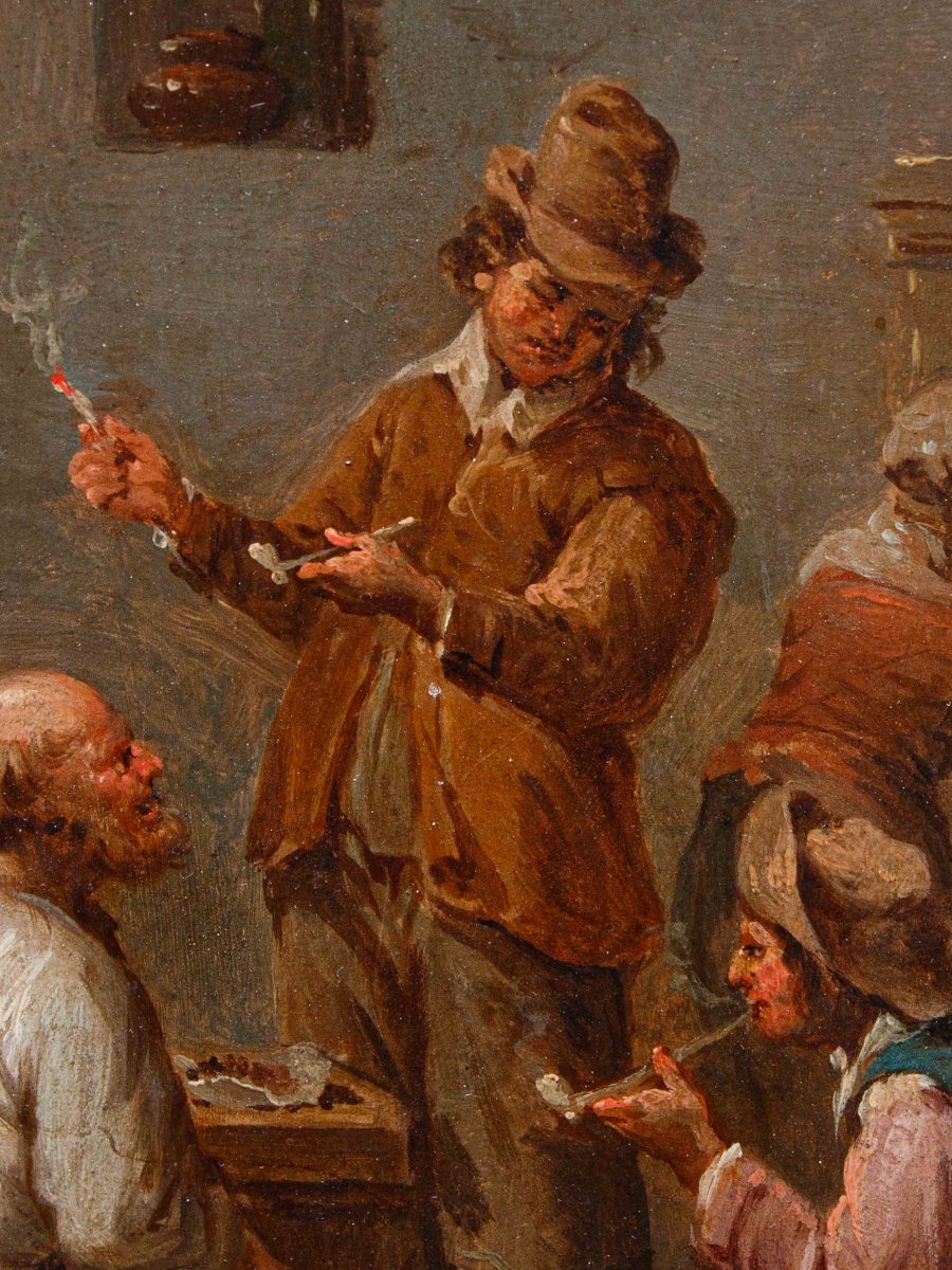 Bottega di Jan Thomas van Kessel (Anversa, 1677-1741), Scena di taverna con fumatori-photo-3