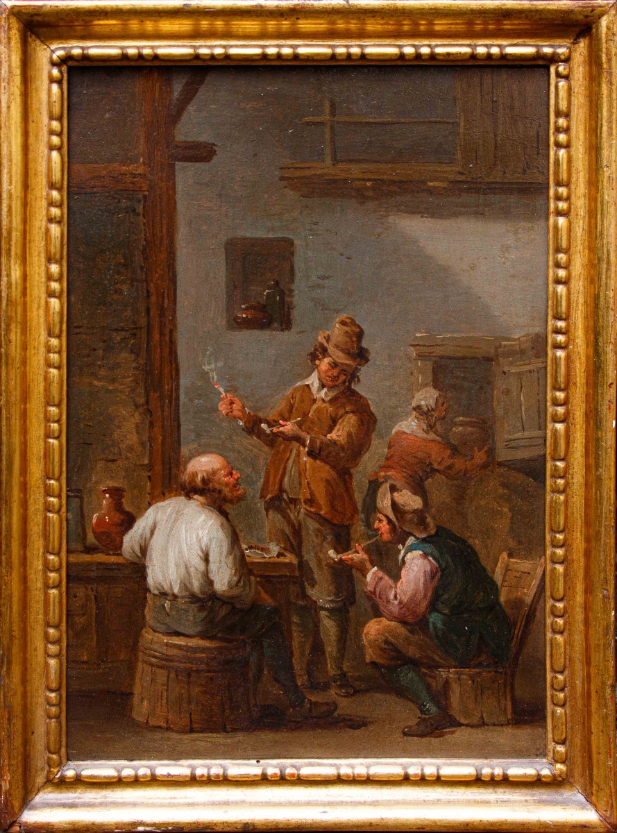 Bottega di Jan Thomas van Kessel (Anversa, 1677-1741), Scena di taverna con fumatori