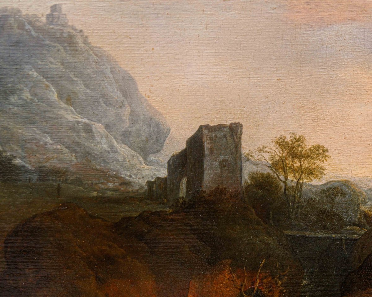 Seguace di Dirk Stoop (Dordrecht, 1610 – Utrecht, 1686), Sentiero con viandanti-photo-5