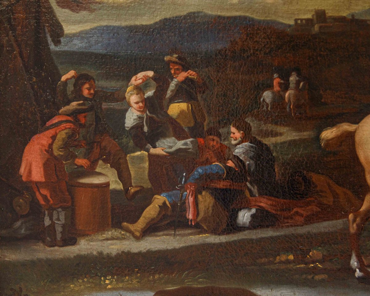 Scuola fiamminga, XVII secolo, Sosta di cavalleria-photo-1