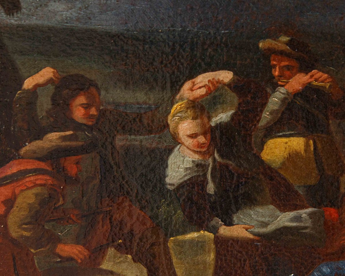 Scuola fiamminga, XVII secolo, Sosta di cavalleria-photo-6