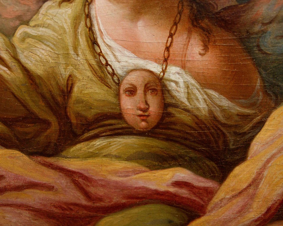 Scuola emiliana, XVIII secolo, Allegorie della Geometria e della Poesia-photo-3