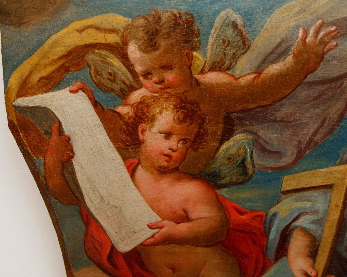 Scuola emiliana, XVIII secolo, Allegorie della Geometria e della Poesia-photo-5