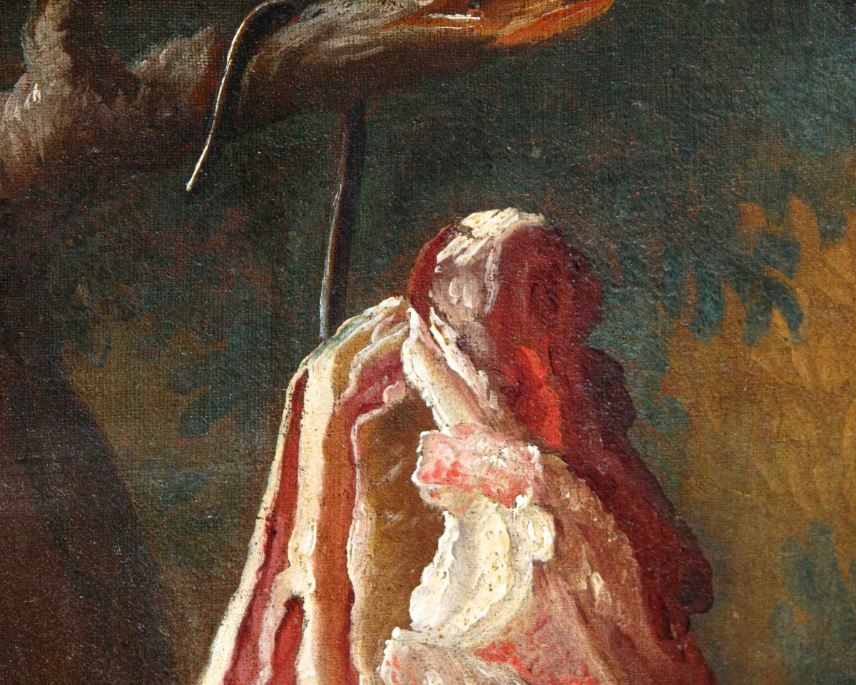 Antonio Rasio (Brescia, post 1677 – ante 1699), Composizione con pane e salame, carne e frutta-photo-3