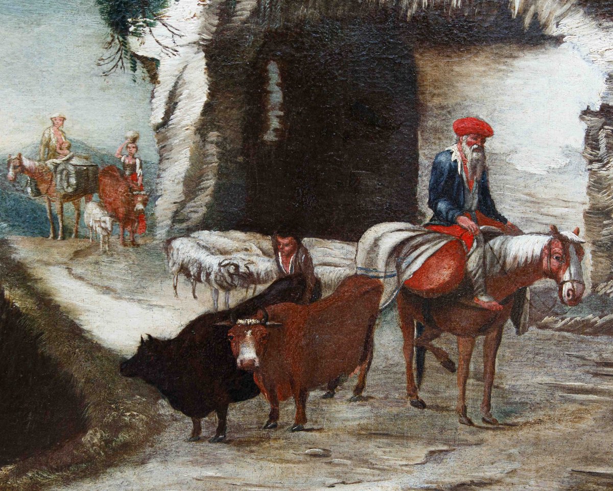 Antonio Travi detto il Sestri, Paesaggio con rovine, contadini e pastori-photo-4