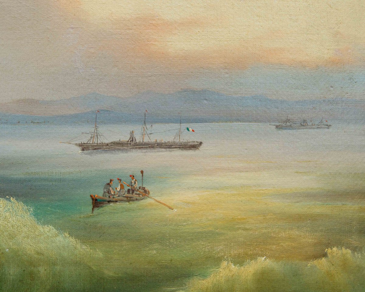 XIX secolo,  Due vedute marine con il castello aragonese di Baia e del Golfo di Napoli-photo-1