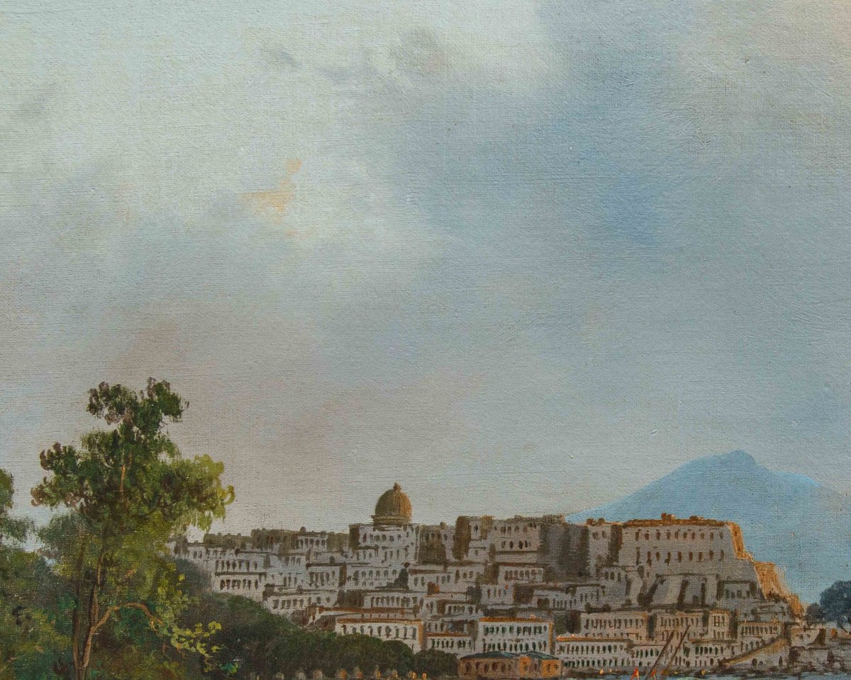 XIX secolo,  Due vedute marine con il castello aragonese di Baia e del Golfo di Napoli-photo-3