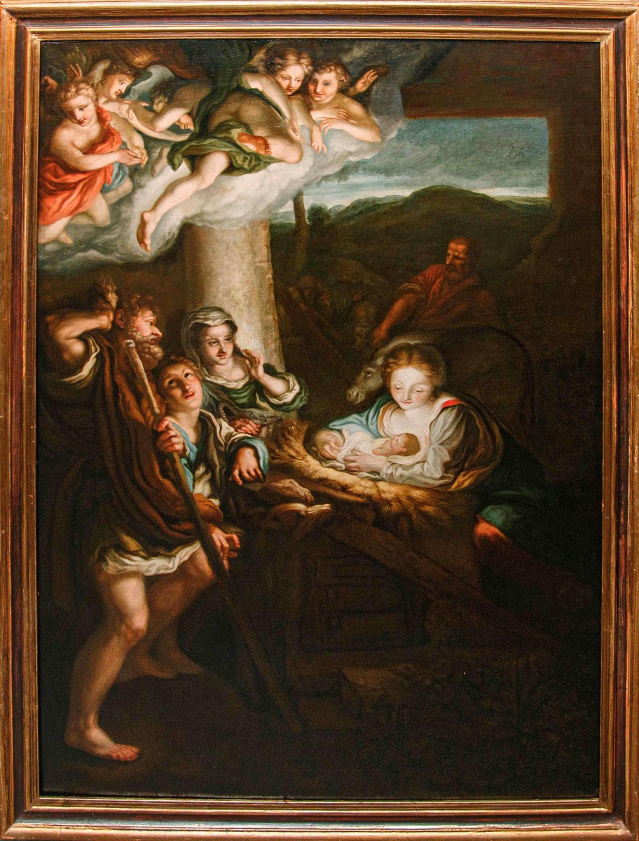 Seguace di Antonio Allegri detto il Correggio (1489  - 1534), Adorazione dei pastori