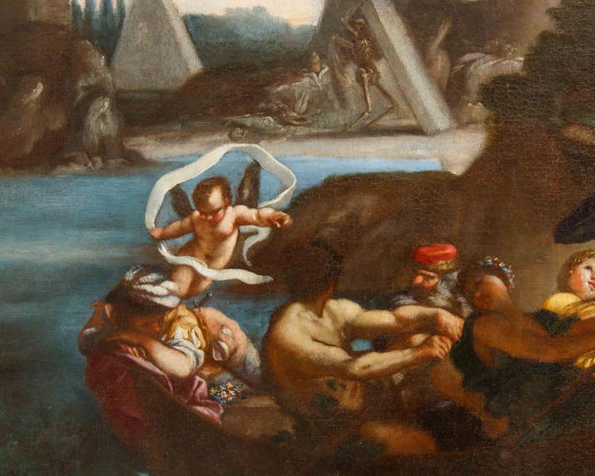 Scuola napoletana, XVII secolo,  Caronte traghetta le anime-photo-2